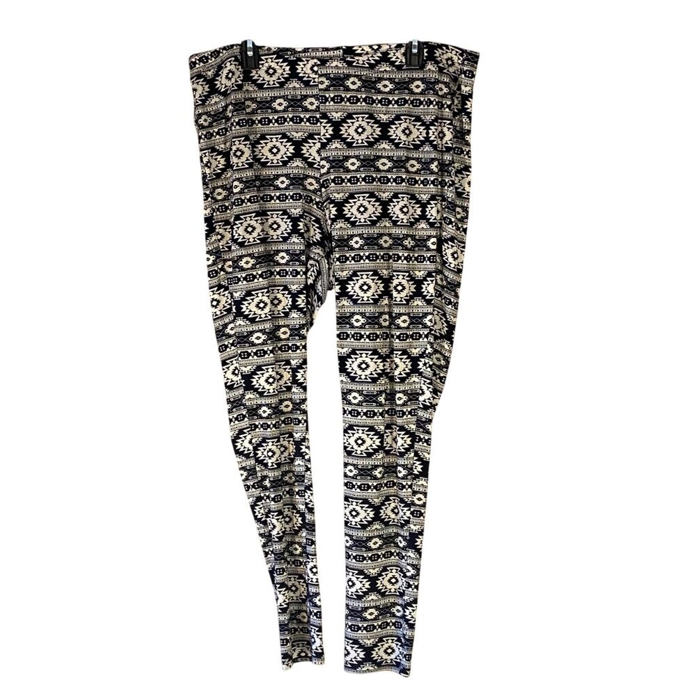 Torrid Southwestern Pattern Leggings‎ Size 3 Cotton Spandex Blend Black White